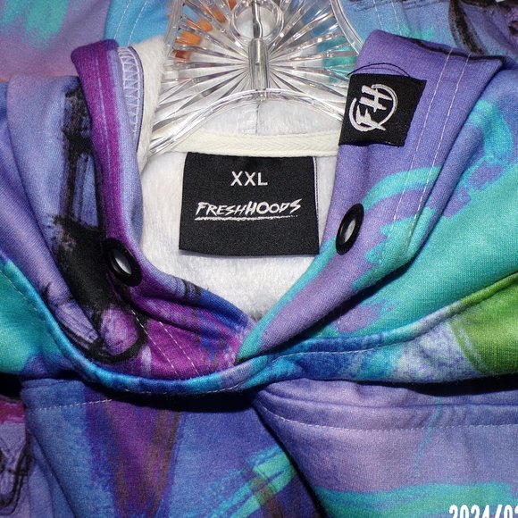 " FRESHOODS " PURE PATTERN MULTI-COLORED LONG SLEEVE HOODED SWEATSHIRT - Picture 12 of 12